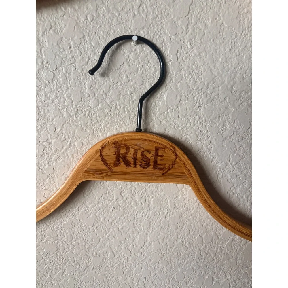Rise Bamboo Wood‎ Clothing Hangers Set of 2 Natural Brown with Non-Slip Grips